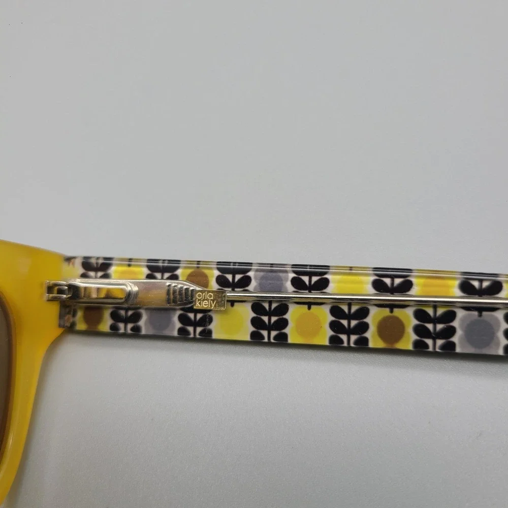 Orla Kiely OK008 Amber Yellow Stem Print Square Sunglasses 50-19-145